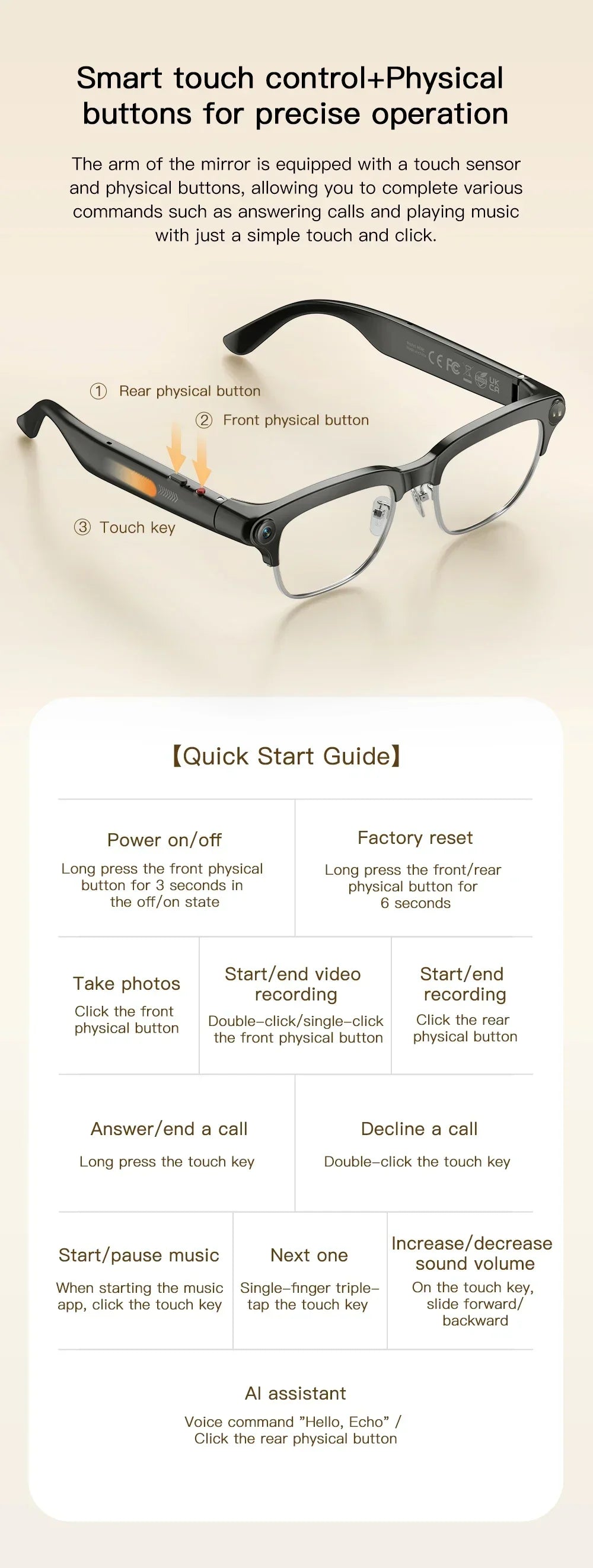 New Smart Glasses Take Photos and Videos Real-Time Translation Voice Assistant Translation 2GB Memory 800W Camera Smart Glasses