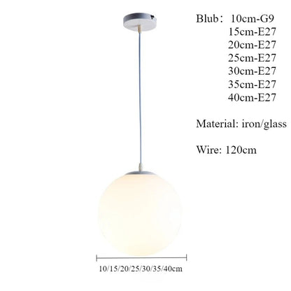 Black White Golden Ball Chandelier Lights Glass Frosted Lampshade Restaurant Bar Kitchen Hanging Lamps G9 E27 Indoor Lighting