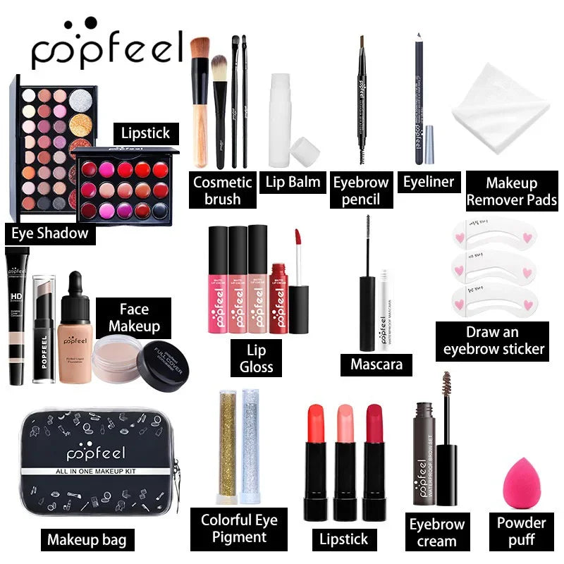 Professional Makeup Set Full Makeup Kit Eye Shadow Blush Foundation Face Powder Makeup Case Korean Cosmetic Christmas Gifts