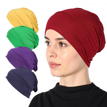 Soft Modal Inner Hijab Cap Muslim Stretch Turban Cap Islamic Underscarf Bonnet Hat Female Headband Tube Cap Turbante