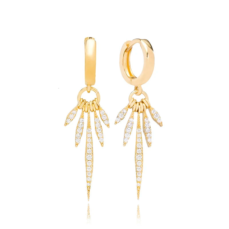 925 Sterling Silver Needle Long Chain Stud Earrings For Women Exquisite Zircon Geometric Tassel Pendant Earrings Luxury Jewelry