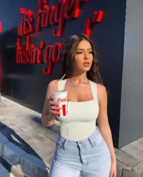 Women Sleeveless Knit Bodysuit Summer Sexy Bodycon Off Shoulder Jumpsuits Casual Bodice Stretchy Street Style Short Jumpsuits