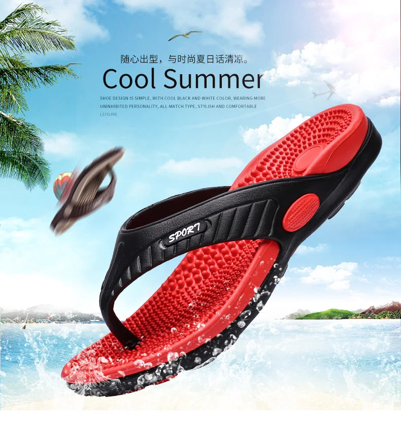 Massage Flip Flops for Men Summer Breathable Beach Shoes Sandals Men Luxury Flip Flops Breathable Plus Big Size Men Slippers 46