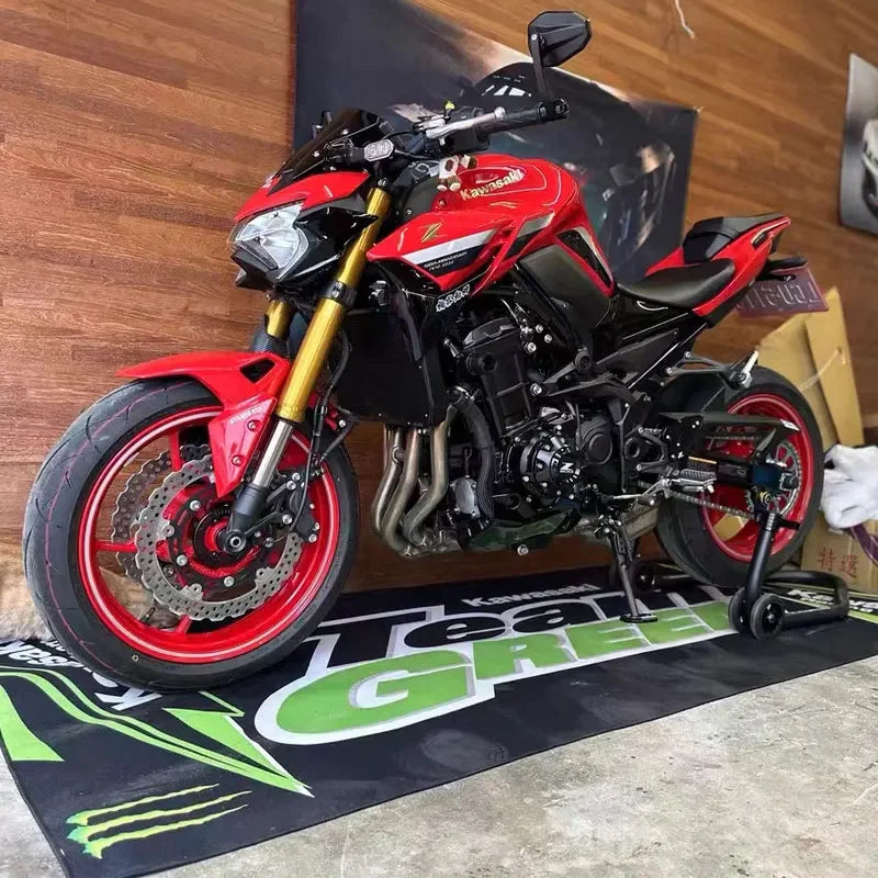 Kawasaki Motorcycle Carpet Garage Mat Racing Cool Moto Display Motorcycle Display Mat Kawasaki Anti-slip Floor Decoration Rug