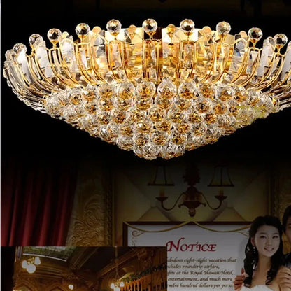 European Luxury Crystal Ceiling Round Chandelier Living Room Lights LED Lighting Bedroom Ceiling Lights
