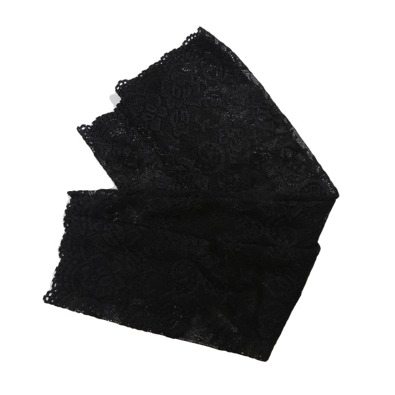 Women Summer Ice Silk Lace Arm Sleeve Elastic Sleeve Driving Gloves Black White Long Fingerless Mittens Sunscreen Gloves