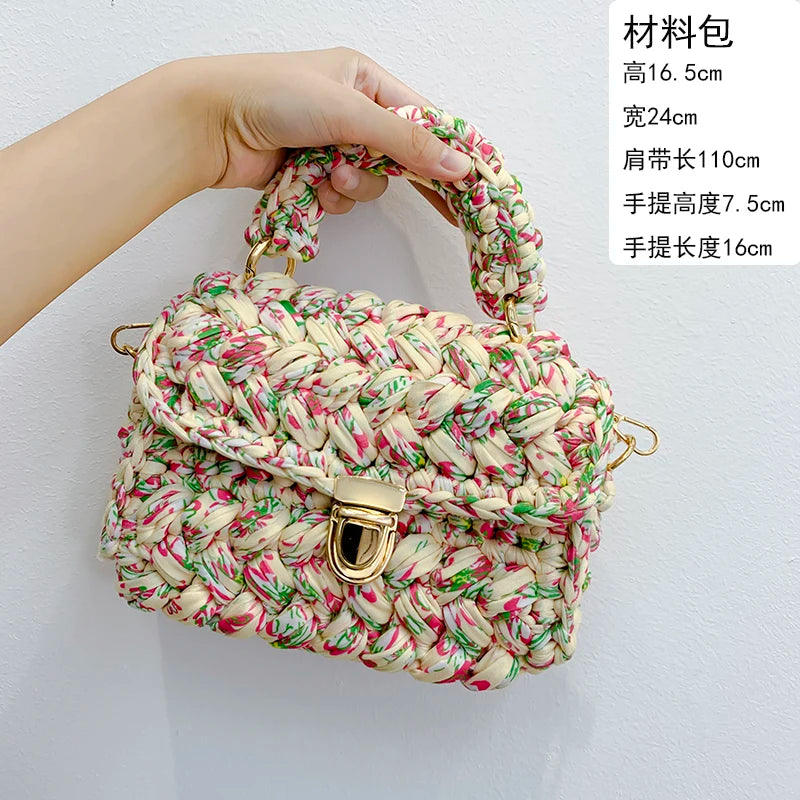 New Rope Woven Women Handbags Designer Knitting Chains Shoulder Crossbody Bag Casual Lady Hand Bags Small Flap Purses