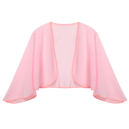 Womens 3/4 Sleeve Chiffon Cardigan Bolero Jacket Summer Elegant Wedding Party Bridal Dress Cover Ups Wraps Shawls Shrug