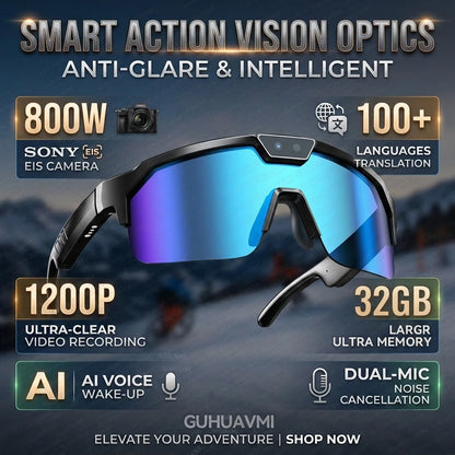 Smart Glasses with 4K HD Anti-Shake Camera & 3D Stereo Speakers Polarized UV400 Sport Sunglasses Bluetooth AI Outdoors Video POV