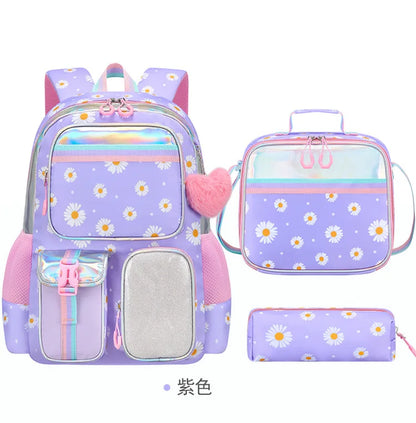Cute Student Backpack 3pcs/set Primary Schoolbag Rabbits and Quicksand Kawaii Student Backpack Teenage Girls Handbag Rucksack