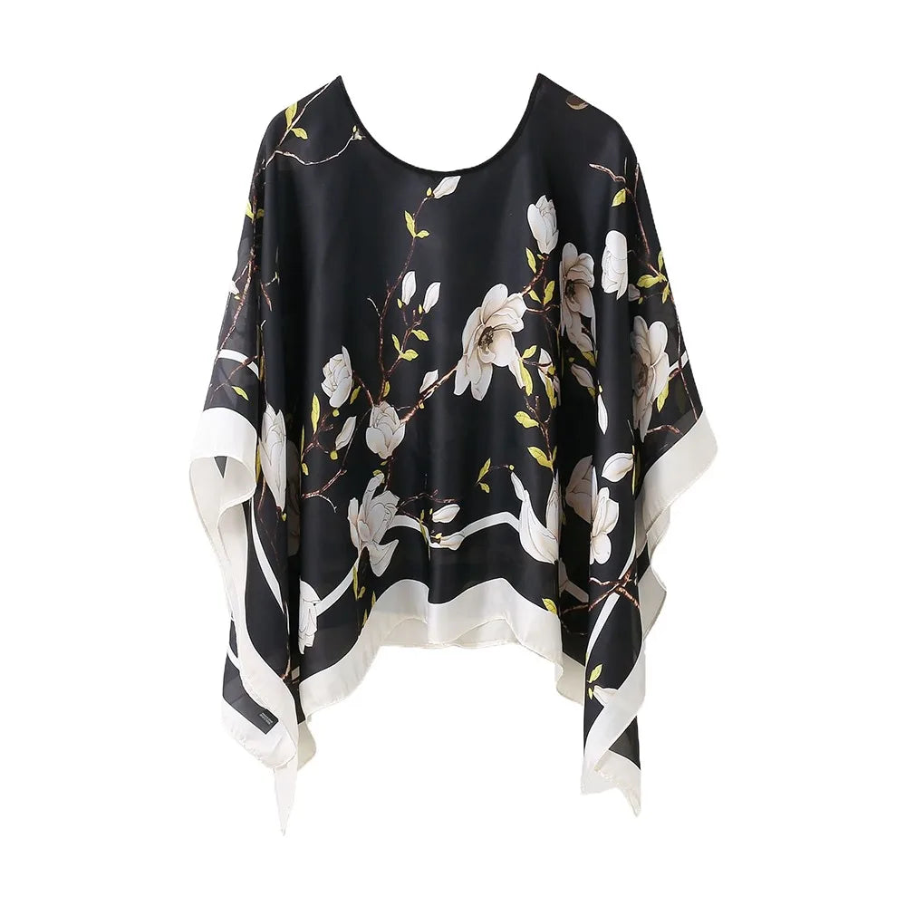 Shawls Summer Beach Sexy Women Fashion Print Chiffon Smock Bikini Cover Up Loose Blouse Sunscreen Comfortable Poncho