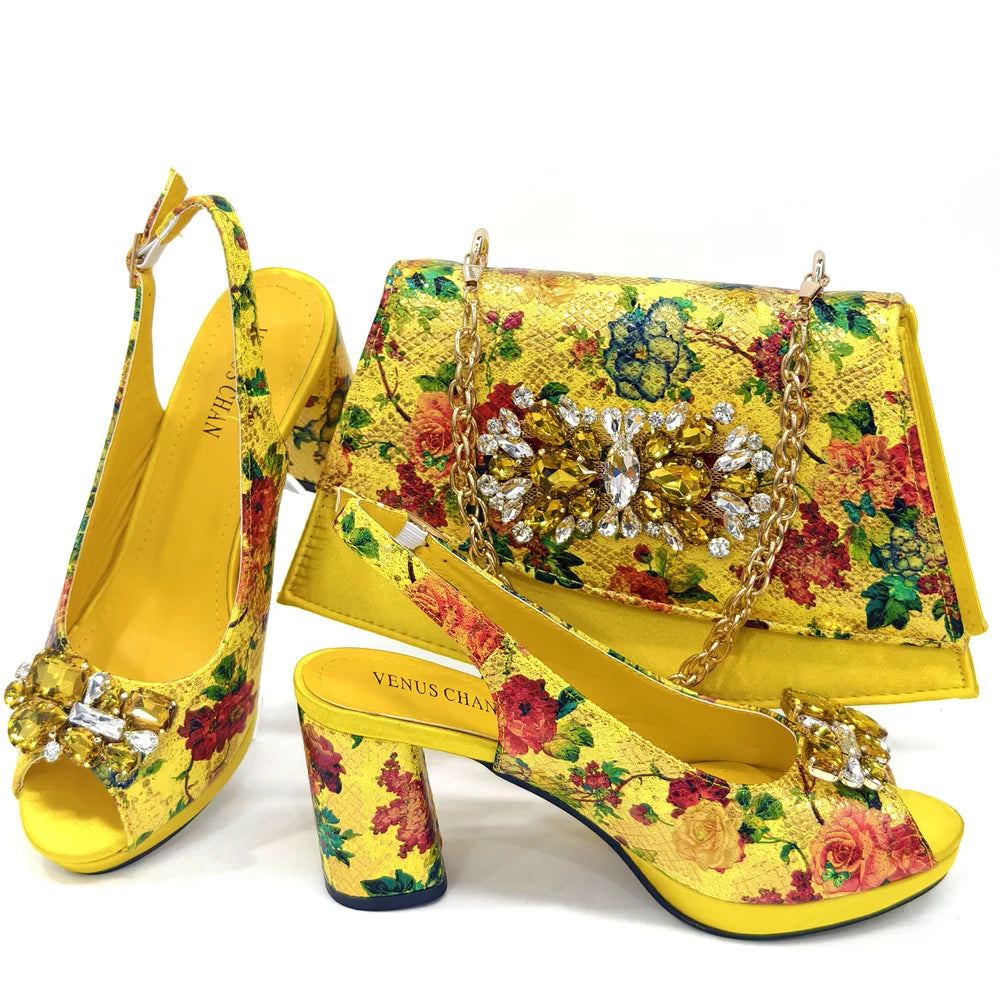 Doershow New Arrival African Wedding Shoes and Bag Set white Color Italian Shoes with Matching Bags Nigerian lady party  SFG1-1