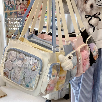 Trendy Transparent Crossbody Bag for Girls Large Capacity Shoulder Bags Fashionable School Style Texture and Versatile Ita Bag