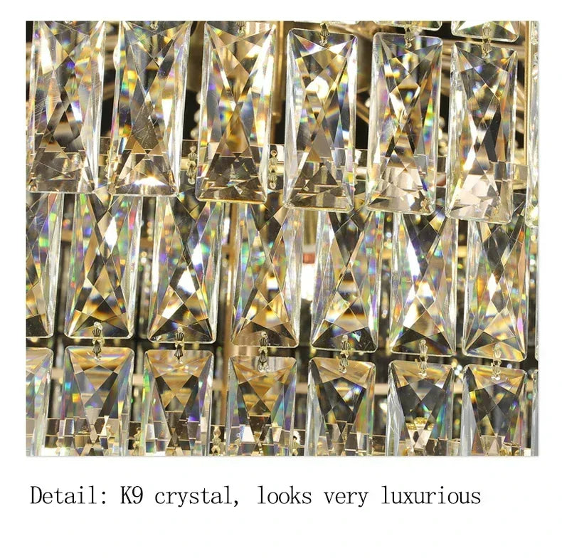 Large Ceiling Long Crystal Chandelier Hotel Lobby Living Room Luxurious Multi Story Staircase Light Golden Stainless Steel Light