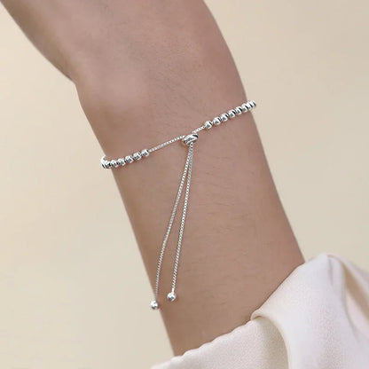 925 Sterling Silver Beautiful Bead Bracelets For Women Korean Fashion Designer Adjustable Bead Bracelet Luxury Original Jewelry