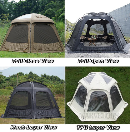 Hot Selling Large Connectable Big Family Camping Tent Dia. 460cm Geodesic Dome Tent with Modular Pod Tent Design 5 Bedrooms