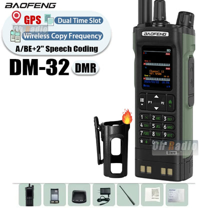 BAOFENG DM-32 Walkie Talkie With Belt Holster DMR Radio Digital GPS APRS AES256 Type-C Vox 4000CH DualMode Analog Dual Time Slot
