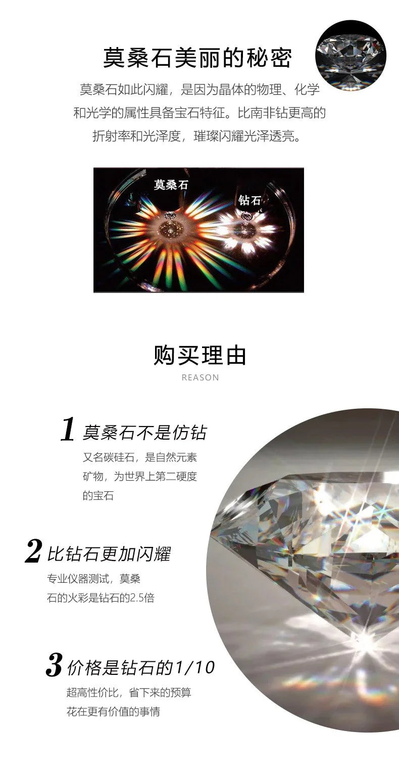 Women's PT950 Platinum Double Band Ring, High-Precision Craftsmanship, 1 Carat Moissanite Ring Set