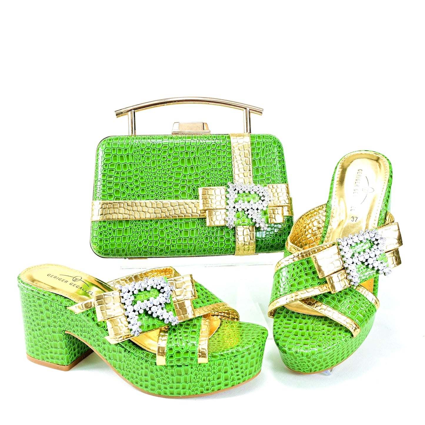 Doershow Italian Shoes And Bag Sets For Evening Party With Stones Italian Leather Handbags Match Bags!  SRT1-8
