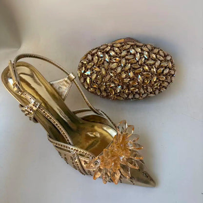 Insightlink Latest Shoes Women Luxury Rhinestone Crystal Pumps 2024 New Fashion Slippers Sandals Party Low Heels Elegant Italian