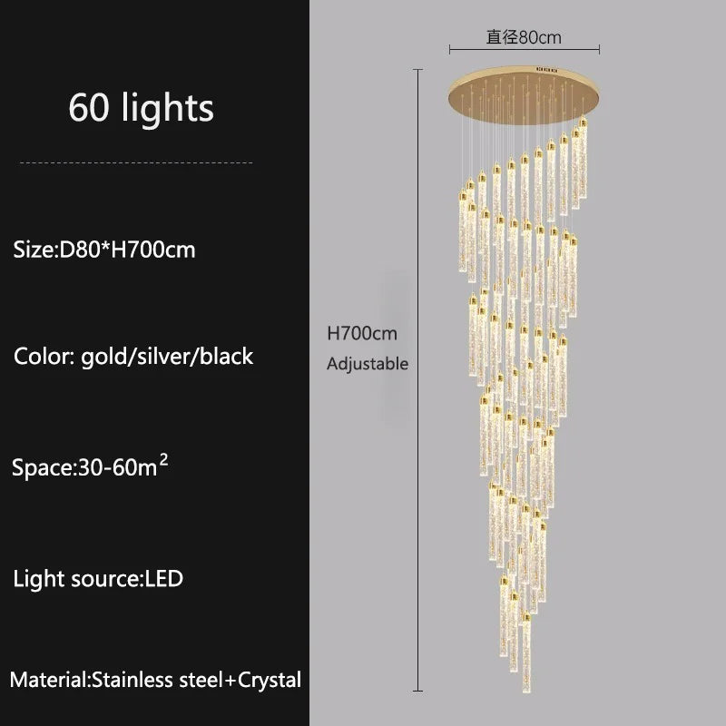 Modern Ceiling Chandelier Luxury Staircase Crystal Chandeliers Duplex Attic Villa Living Room Pendant Lights Home Decor Lighting