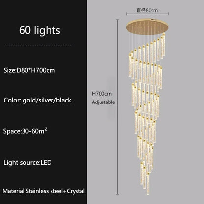 Modern Ceiling Chandelier Luxury Staircase Crystal Chandeliers Duplex Attic Villa Living Room Pendant Lights Home Decor Lighting