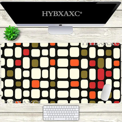 HYBXAXC Mid Century Mouse Pad Retro Tile Pattern XL Mouse Pad Modern Workspace Cute HD Desk Extended Gaming Keyboard Mats Gamer