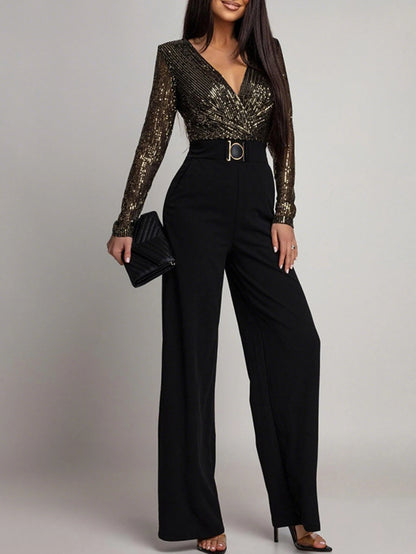 Sexy Vintage Black Sequin Jumpsuits for Woman One Pieces Romper Jumpsuit Women Pants Elegant Birthday Party Jumpsuits Overalls