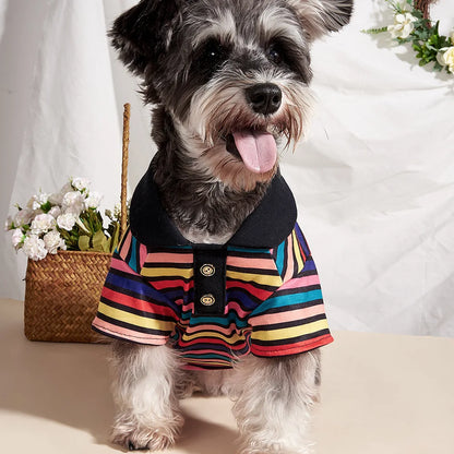 Sport Stripe Puppy Dog Polo Shirt Spring Autumn Pet Clothes for Small Dogs Schnauzer Maltese Bichon Pullovers Mascotas Clothing