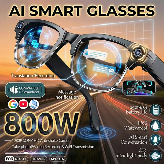 4K HD Upgrade Smart Glasses With Camera Video Recording AI Photo Recognition Bluetooth Call Translation Voice Sunglasses Men