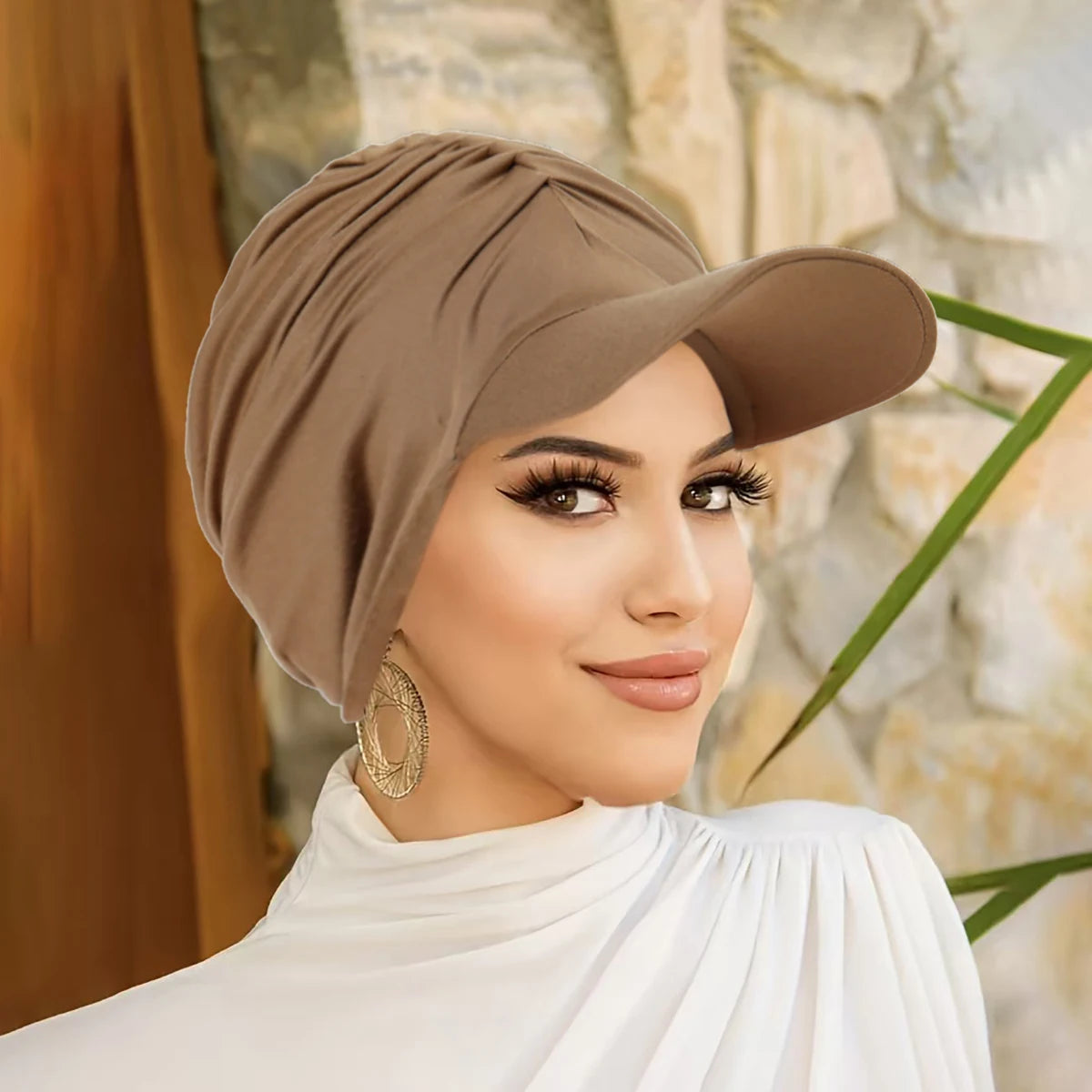 New Wide Brim Headwraps Hat for Women Muslim Turban Cap Multicolor Pullover Bonnet Travel Beanies Sun Hat Hair Loss Fashion