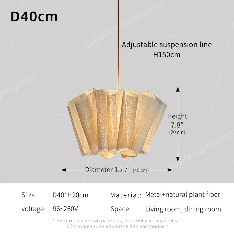 Wabi Sabi Chandelier Handmade Fabric LED Pendant Lights Vintage Living Room Study Clothes Shop Restaurant Designer Hanging Light