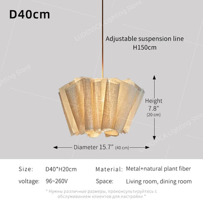 Wabi Sabi Chandelier Handmade Fabric LED Pendant Lights Vintage Living Room Study Clothes Shop Restaurant Designer Hanging Light