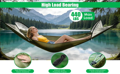 Fully Automatic Quick-Open Mosquito Net Hammock, Outdoor Single-Double Nylon Cloth Camping Support Rod, Mosquito Net, Hammock, Mosquito Repellent Hammock