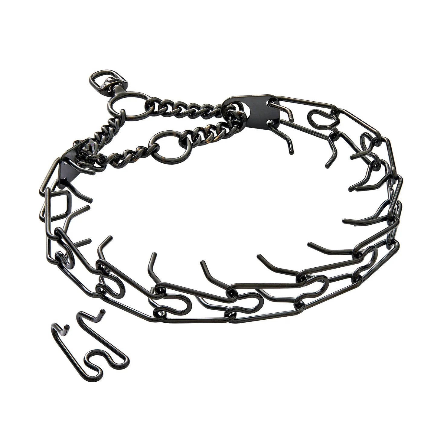 Gold Dog Prong Collar Removable Pet Spike Necklace with Comfort Rubber Tip Adjustable Stainless Steel Dogs Training Link Chain
