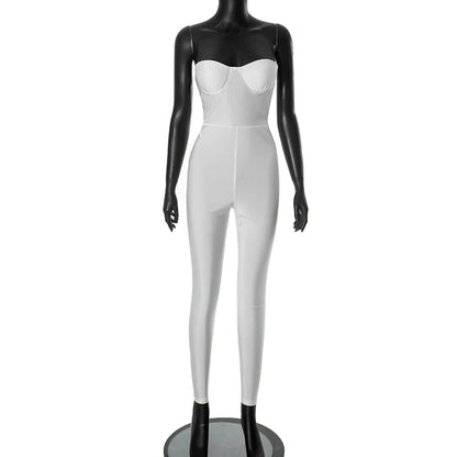 Weird Puss  Fitness Strapless Jumpsuits Women Sexy Body-Shaping Backless Sleeveless Solid Skinny Sporty Classic Trend Overalls