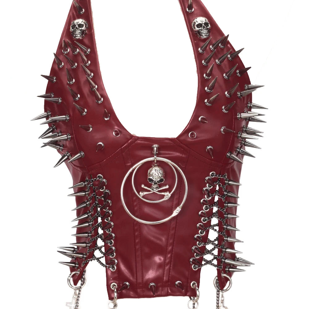 Goth Top Y2K Clothes Women's Tanks Emo Clothing Gothic Boho Tops with Spikes Punk Rock Teens Festival Spiked Bra Grunge T Shirt
