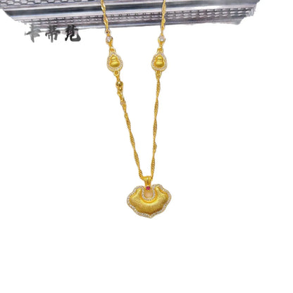Gold Shop Same Style 9999 24K Real Gold Women's Gold Necklace Lucky Pendant Birthday Gift Sexy Luxury Jewelry