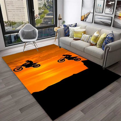 Off Road Motorcycle Racing Moto Carpet Rug for Home Living Room Bedroom Sofa Doormat Decor,Kid Play Area Rug Non-slip Floor Mat