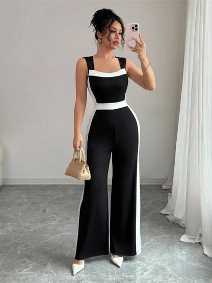 Women's Jumpsuit Casual Color Block Sleeveless Wide Leg Summer Vacation Commuting Office Business Streetwear Daily Rompers 2026