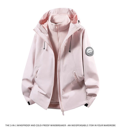 CHRLCK Men Women Hiking 3IN1 Jackets Waterproof Fleece Windproof Windbreaker Camping Climbing Trekking Outdoor Jacket Autumn