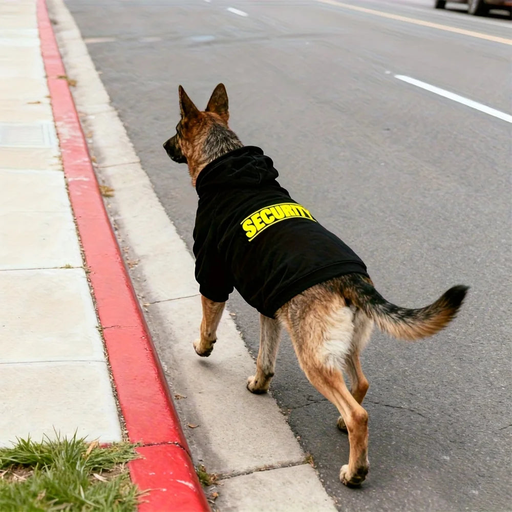 Security Printed Handsome Dog Hoodie Warm Pet Sportswear Medium and Large Dogs Outdoor Safety Pet Clothing  Dog Clothing