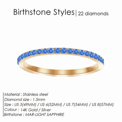 EMANCO Rhinestone Birthstone Stainless Steel Ring Luxury Jewelry Gift 12 Zodiac Sparkling Rings for Women Wholesale US5/6/7/8