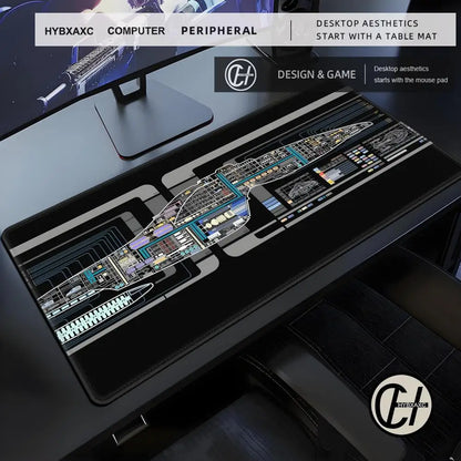 Starship Blueprint Pad Desk Pad HYBXAXC Gamer Computer Cabinet Star Trek Game Office Accessories Keyboard Anime Extended Large