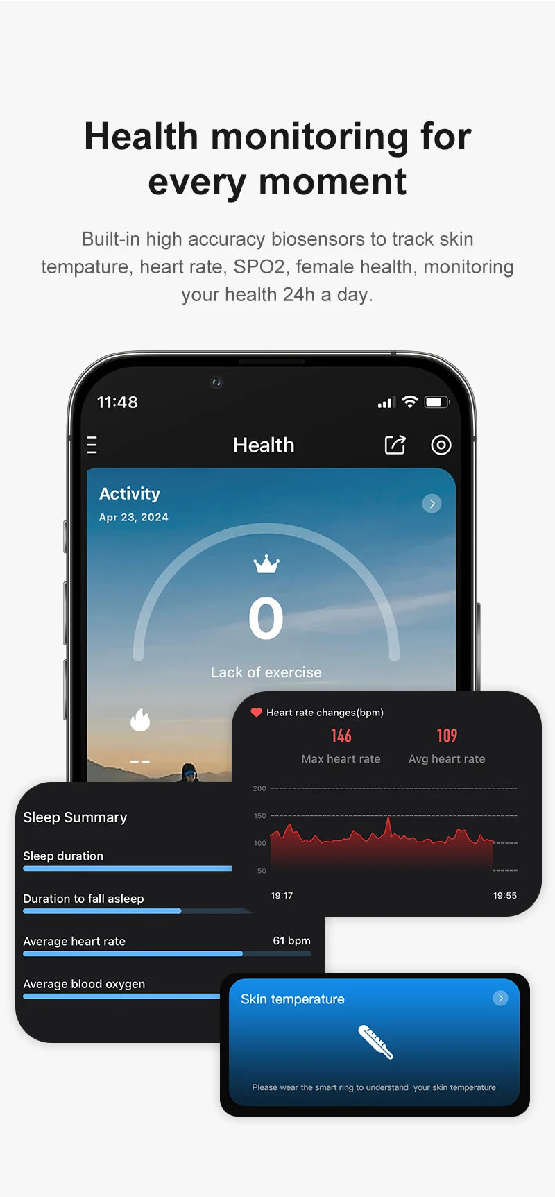 R09 Smart Ring Men Women with Charging Case Heart Rate Blood Oxygen 5ATM Waterproof SmartRing For Xiaomi Samsung Android IOS