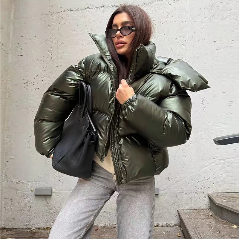 Detachable Sleeve Hooded Quilted Jackets 2026 Winter Ladies Solid 2-in-1 Zippers Waistcoat Cotton Coats Women's Warm Outwear