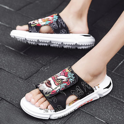 Ngouxm Summer Youth Slippers Men Unique Design High Quality Slippers Non-Slip Outside Flip Flops Thick-Soled Toe Sandals