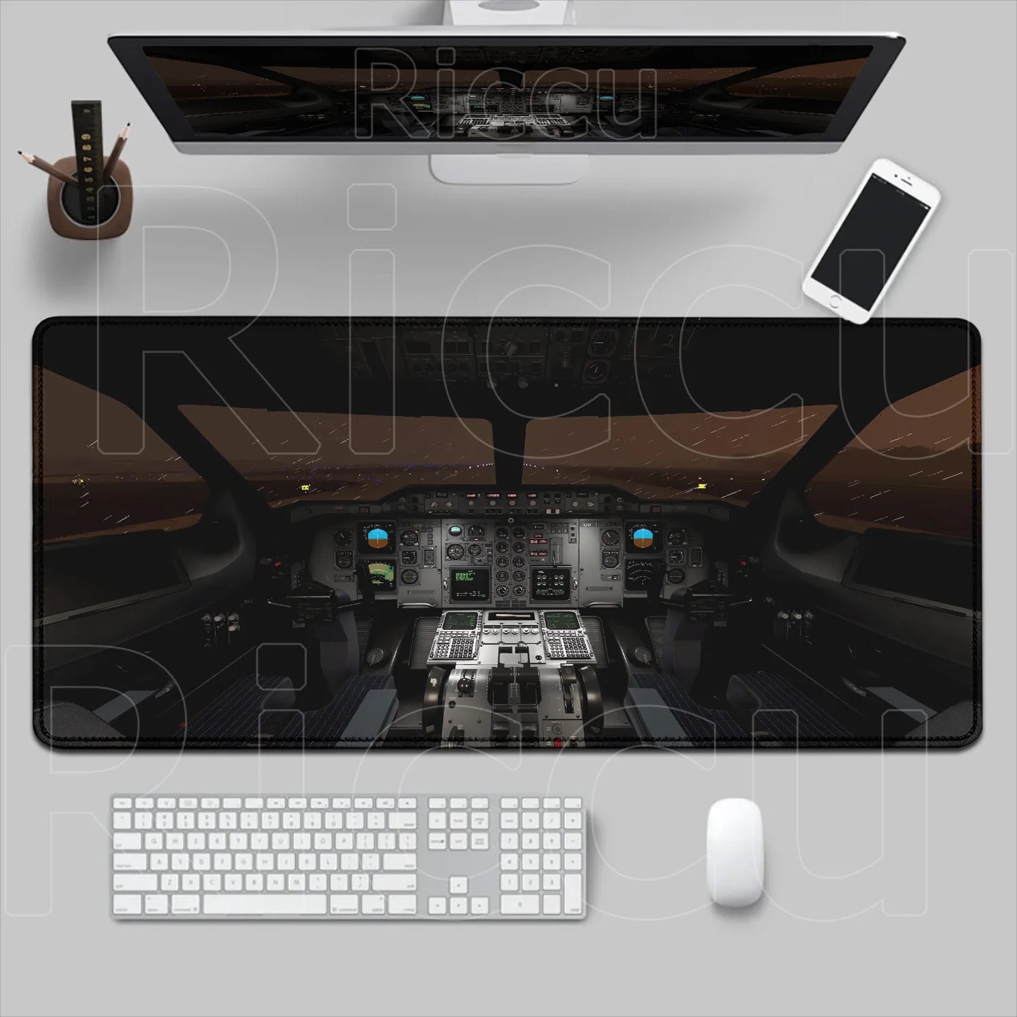 HD Airplane Speedometer Mouse Pads Plane Instrument Panel XXL Mousepad Non-slip Rubber Desk Mat Pc Gamer Deskmat Cockpit Playmat