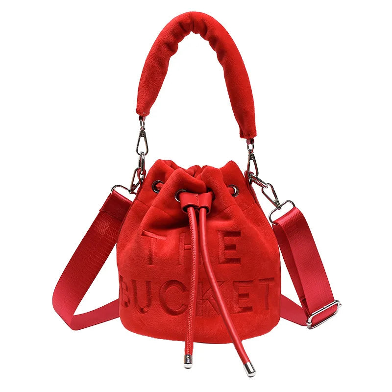 New Fashion Women's Bucket Bag Trend Brand Personality Plush Shoulder Bag High-end Elegant Crossbody Bag Designer Luxury Handbag