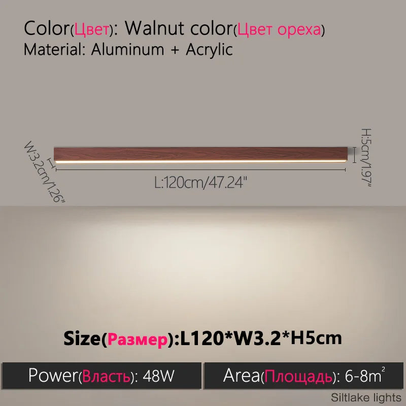 Modern Long Strip Ceiling Light Surface Mounted Minimalist Aisle Lamp Living Room Bedroom Kitchen Home Office LED Lighting